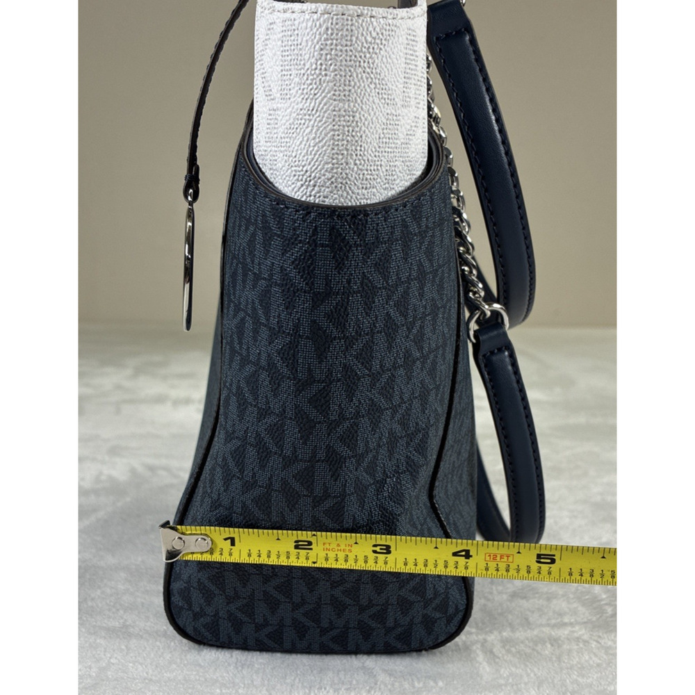 NWT Michael Kors Jet Set Travel Large Chain Shoulder Tote Bag Navy Multi Charity - Picture 11 of 16